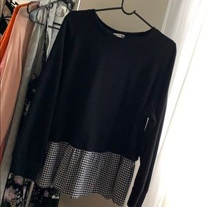 Plenum Black and plaid crew neck sweater